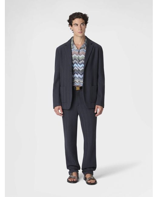 Missoni Blue Single-Breasted Blazer for men
