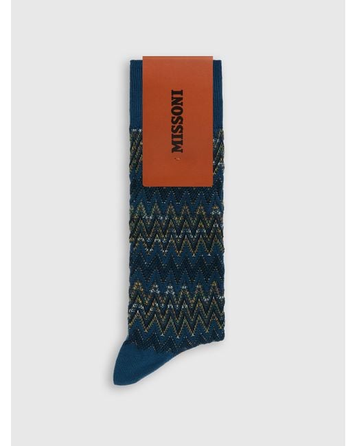Missoni Blue Cotton-Blend Ankle Socks for men