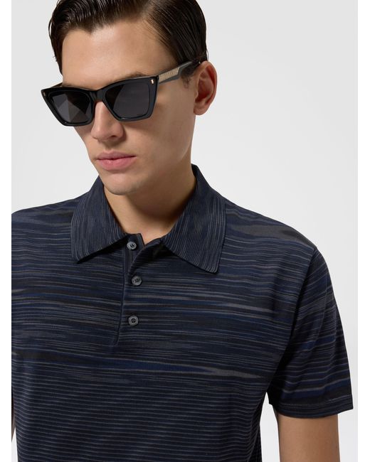 Missoni Blue Space-Dye Mercerized Cotton Polo Shirt for men