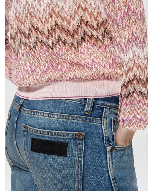 Missoni Pink Long-Sleeve Viscose Sweater With Snake Motif, & Multicoloured
