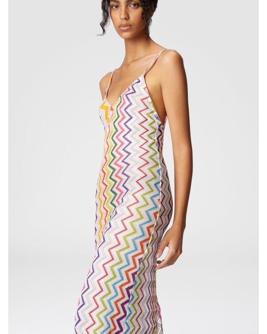 Missoni White Langes Strandkleid Mit Offenem Rücken, Damen, Größe