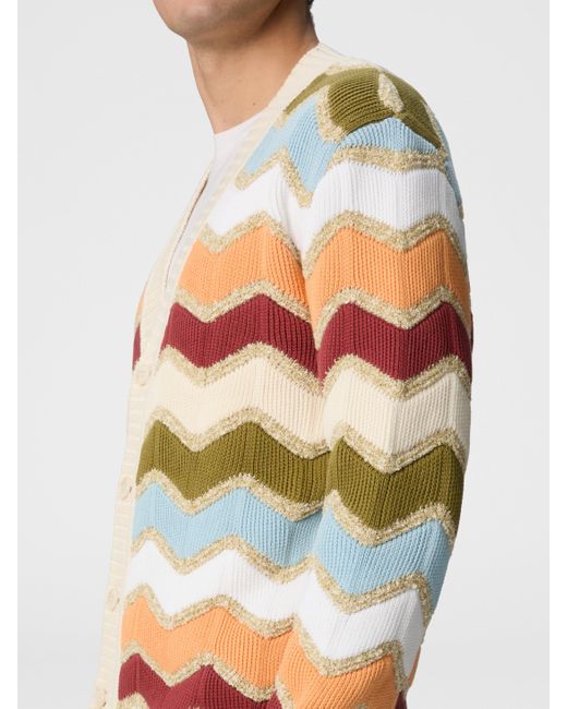 Missoni Cardigan Mit Makro-Zickzack- Und Melange-Details, Herren, Weiß & Größe in White für Herren