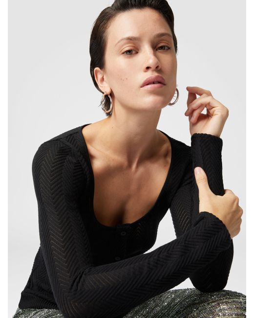 Missoni Black Tone-On-Tone Cotton And Zigzag Viscose Cardigan