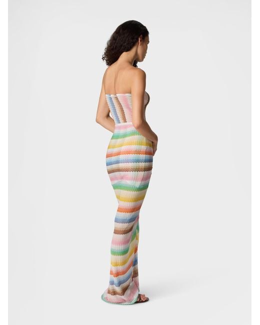 Missoni White Strapless Cover-Up Dress With Dégradé Zigzag Motif