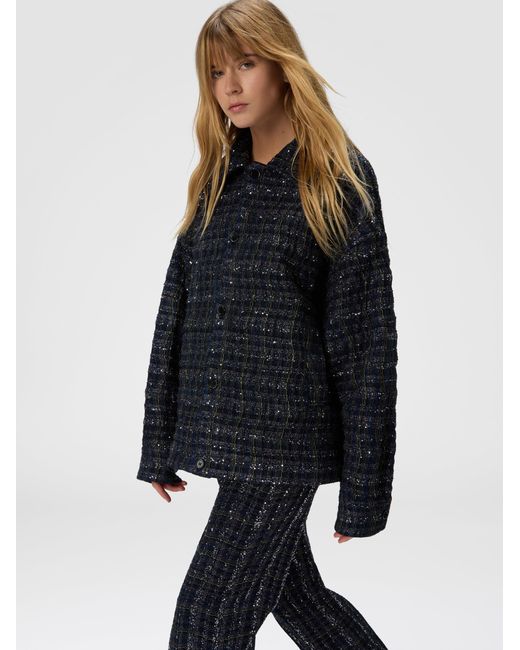 Missoni Blue Overshirt With Wave Check Pattern