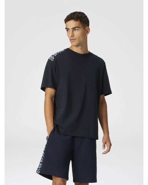 Missoni Blue Cotton Shorts With Zigzag Insert for men