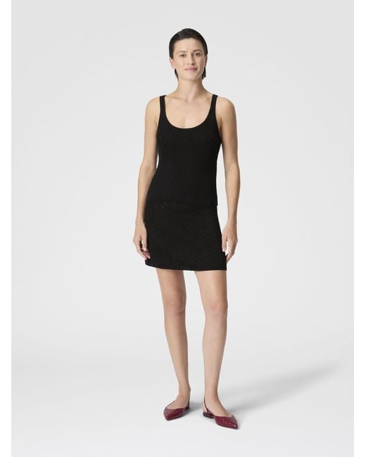 Missoni Black Stretch Chevron Cotton And Viscose Tank Top