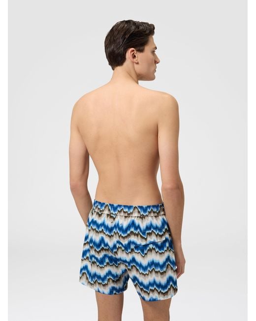 Missoni Blue Printed Swim Shorts With Drawstring Waist for men