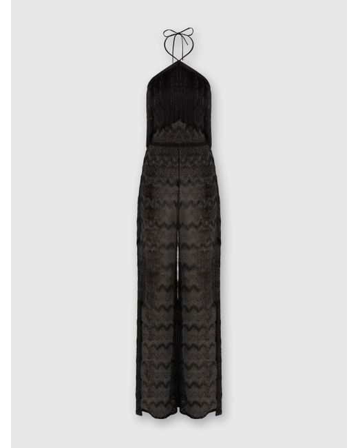 Missoni Multicolor Zig Zag Lamé Viscose Jumpsuit With Fringes, & Lamé