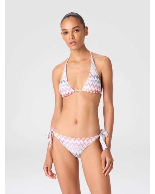 Missoni White Bikini With Neck Tie And Adjustable Bottoms