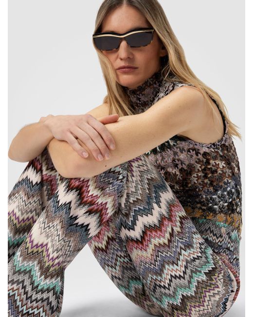 Missoni White Flare Pants With Snake Pattern