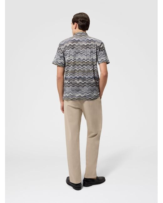 Missoni Gray Cotton Polo Shirt With Raschel Knit And Greek Motif for men