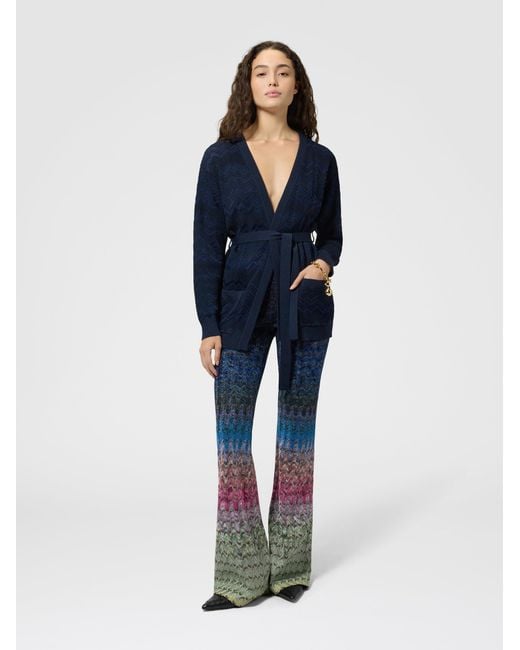 Missoni Blue Dégradé Viscose Lamé Flare Trousers