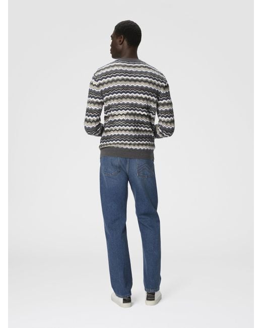 Missoni Rundhalspullover Mit Zickzackmuster, Herren, Grau & Größe in White für Herren