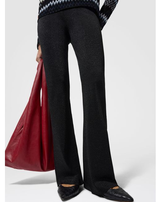 Missoni Black Lamé Fabric Flare Trousers