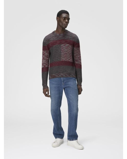 Missoni Red Crew Neck Sweater With Check Pattern, & Burgundy for men