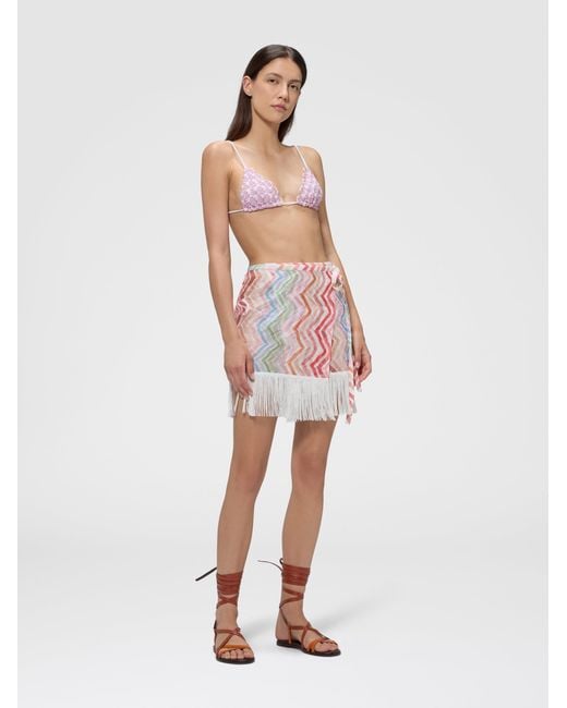 Missoni White Wrap Mini Skirt With Zig Zag Print