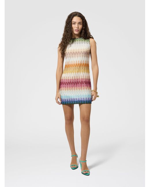 Missoni White Sleeveless Dégradé Viscose Mini Dress