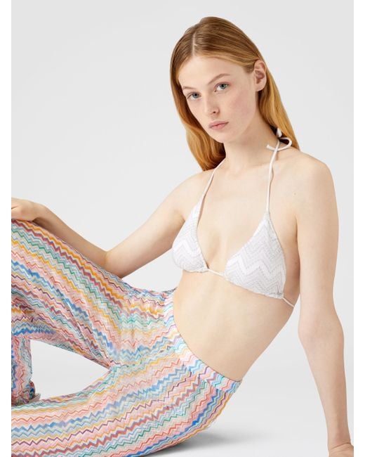 Missoni White Palazzo-Hose Mit Zickzack-Muster, Damen, Größe