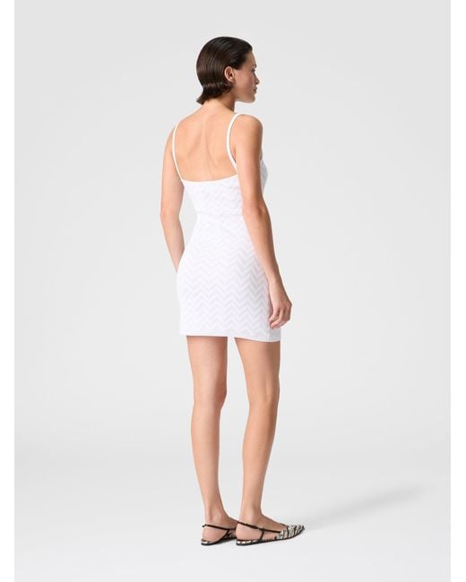 Missoni White Chevron Cotton And Viscose Mini Dress