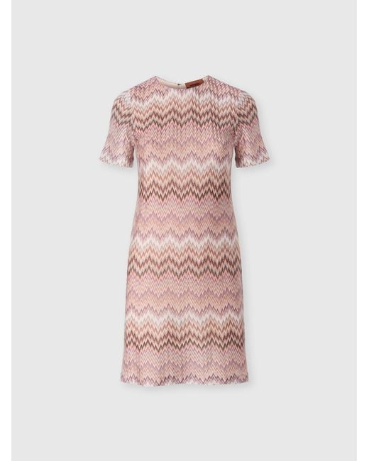Missoni Pink Short-Sleeve Viscose Mini Dress, & Multicoloured