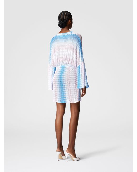 Missoni Blue Kurzes Strandkleid Mit Dégradé-Spitze, Damen, Blau & Rosa, Größe
