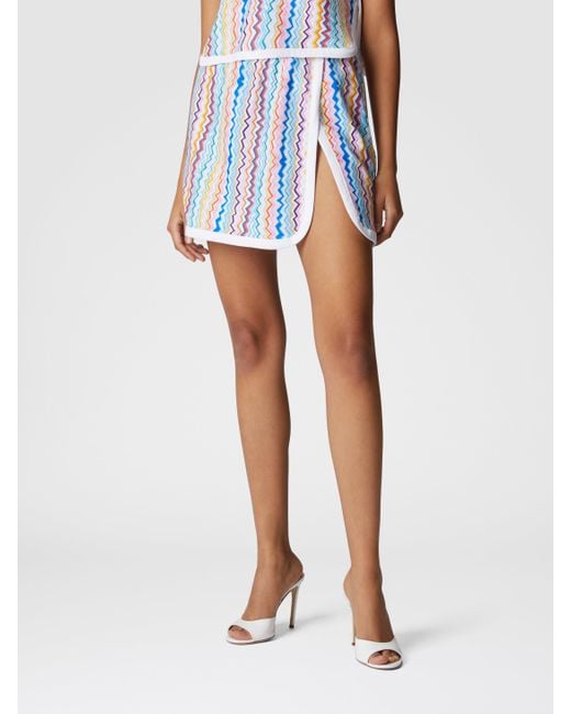 Minigonna A Portafoglio Con Motivo A Zig Zag, Donna, Taglia di Missoni in Blue