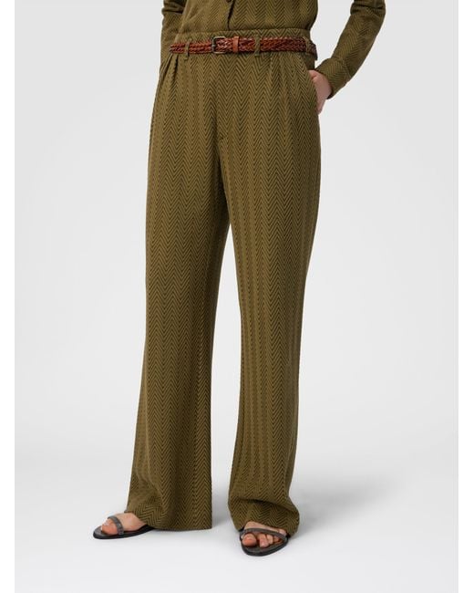Missoni Green Tailored Pants With Zigzag Pattern