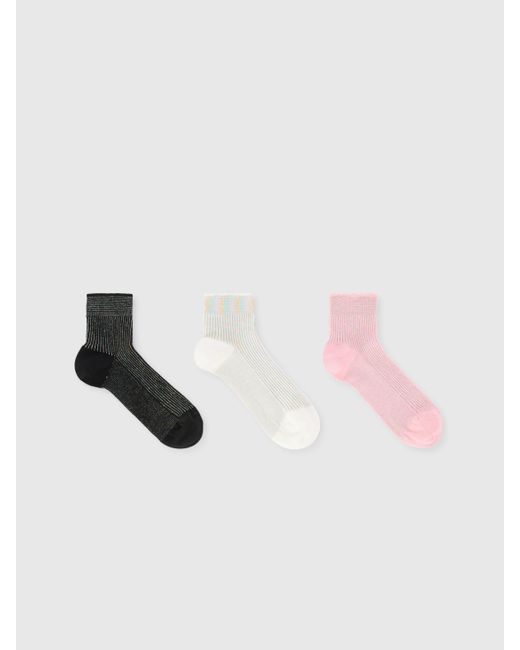 Missoni White Set Mit 3 Lamé Gerippten Socken, Damen, Größe
