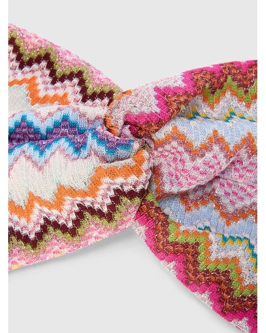 Missoni Pink Headband With Pixel-Effect Zigzag Pattern