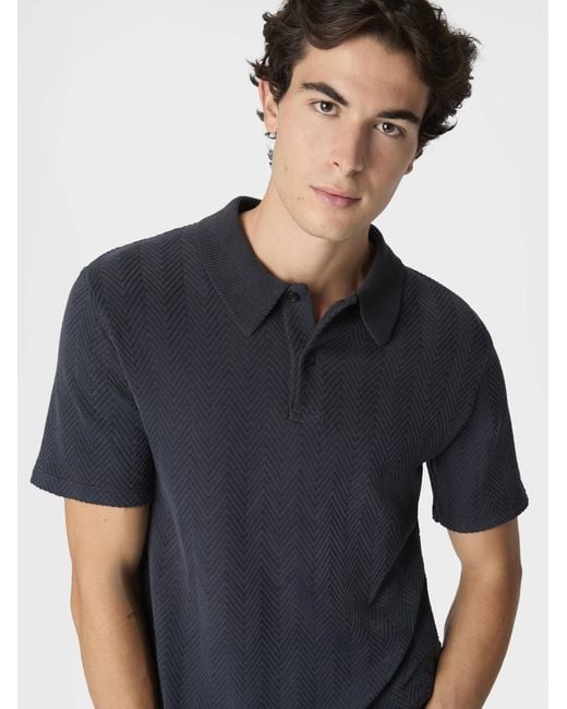 Missoni Blue Cotton And Viscose Polo Shirt With Tone-On-Tone Zigzag Motif for men
