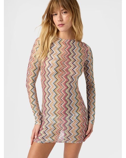 Missoni White Long-Sleeved T-Shirt With Irregular Zig Zag Print