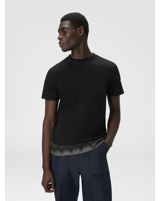 Missoni Black Short Sleeve T-Shirt With Irregular Zigzag Insert for men