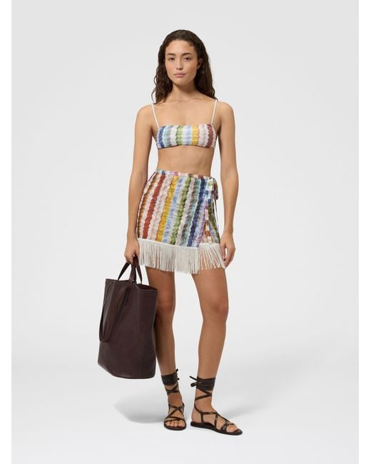 Missoni White Wrap Mini Skirt With Fringes