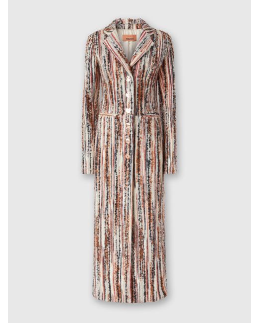 Missoni Natural Striped Wool, Mohair And Alpaca Blend Coat