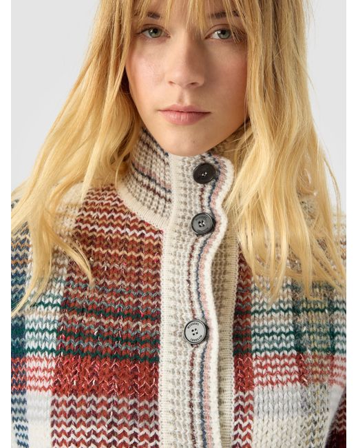 Missoni White Oversized Buttoned Cardigan With Check Pattern
