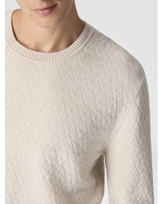 Missoni Natural Crew-Neck Wool And Cotton Pullover With Tone-On-Tone Zigzag Pattern for men