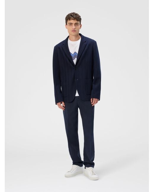 Missoni Blue Single-Breasted Jacket With Zigzag Pattern for men