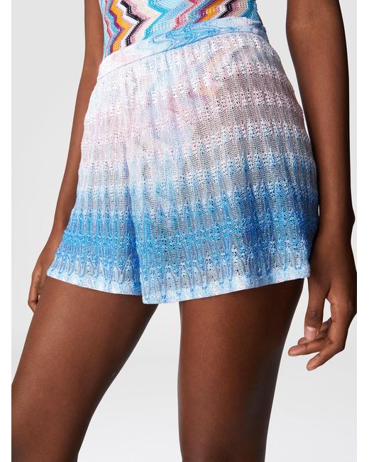 Missoni Lace Shorts With Iconic Zig Zag Pattern in Blue | Lyst