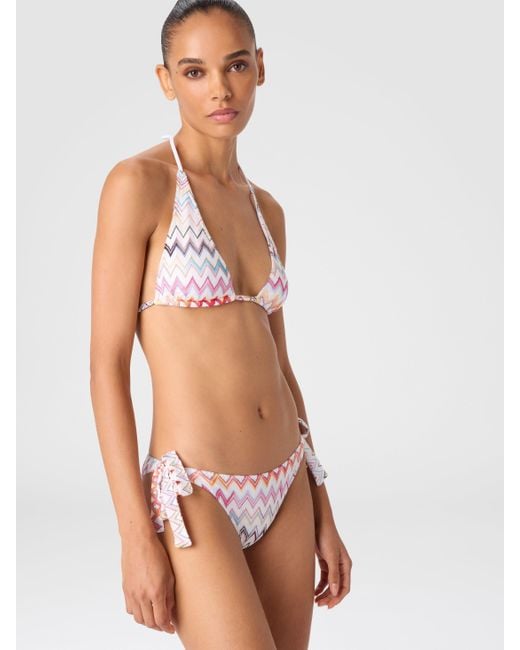 Missoni White Bikini With Neck Tie And Adjustable Bottoms