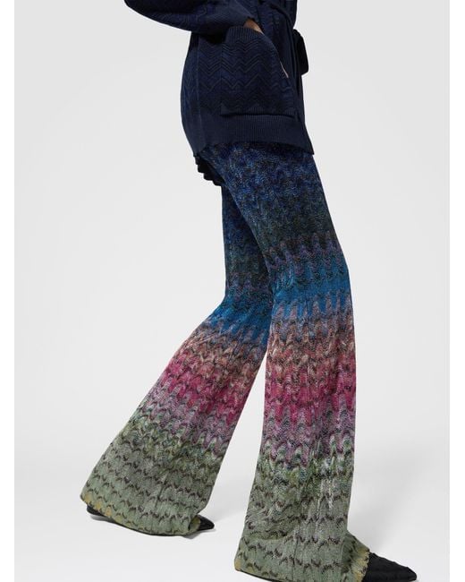 Missoni Blue Dégradé Viscose Lamé Flare Trousers
