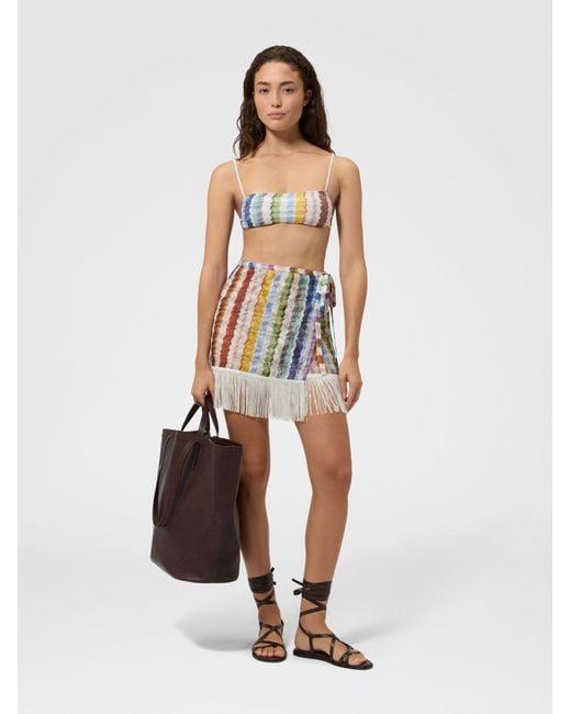 Missoni White Wrap Mini Skirt With Fringes