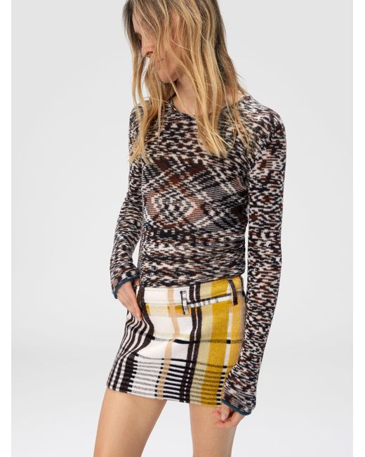Missoni White Mini Skirt With Pockets And Check Pattern
