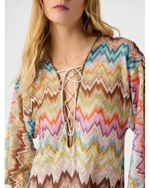 Missoni Multicolor Caftan Cover-Up With Irregular Zig Zag Print