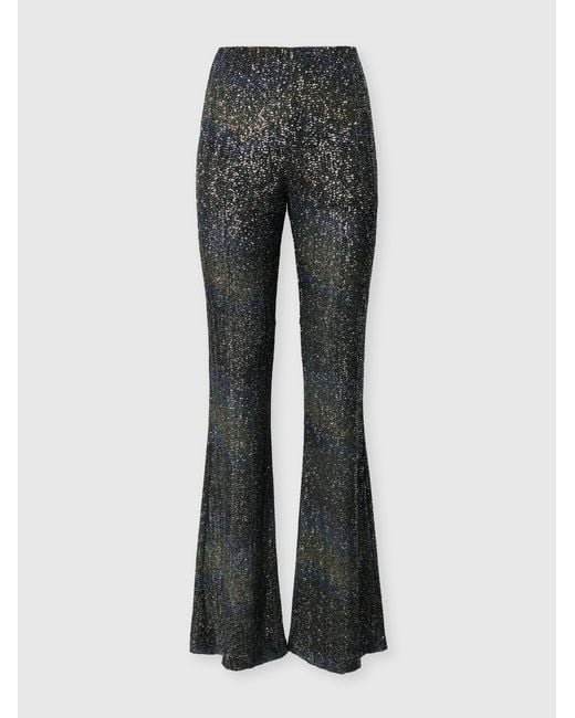 Missoni Gray Flare Trousers With Woven Greek Key Motif