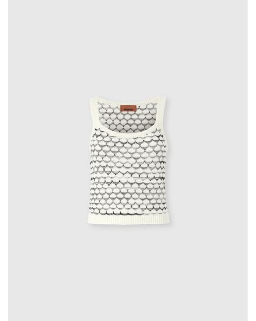 Missoni White Cashmere And Viscose Tank Top With Contrast Trim