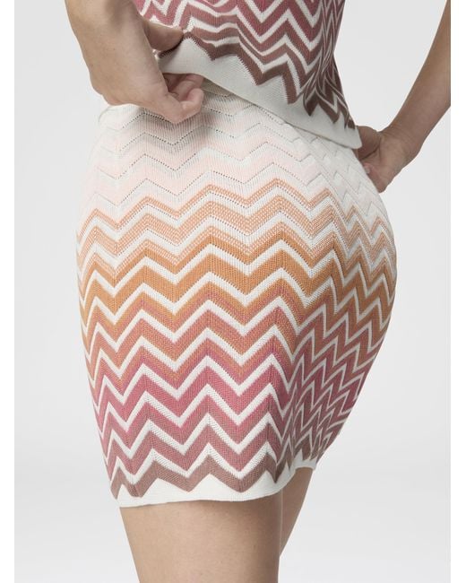 Missoni White Chevron Dégradé Cotton And Viscose Mini Skirt