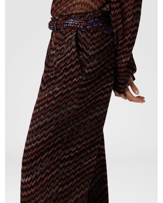 Missoni Brown Mid-Rise Tailored Pants With Zigzag Pattern