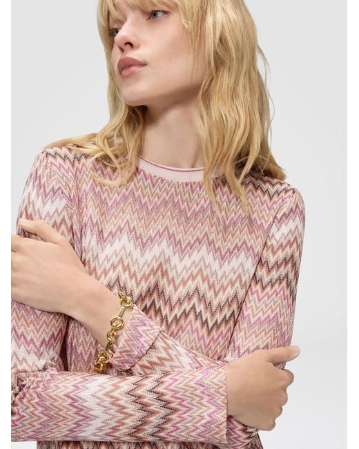 Missoni Pink Long-Sleeve Viscose Sweater With Snake Motif, & Multicoloured