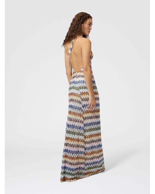 Missoni White One-Shoulder Viscose Lamé Long Dress